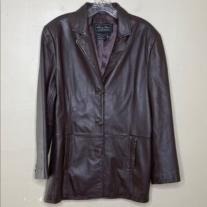 JERRY LEWIS Classic Luxuries Brown Leather Jacket Single Breasted Women’s Medium